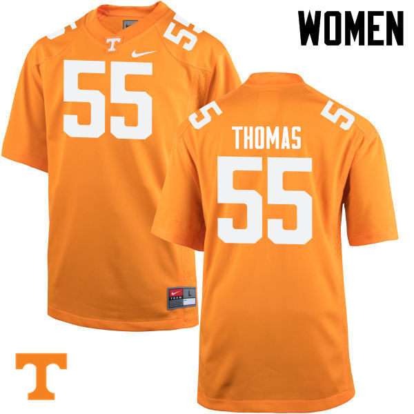 Women #55 Coleman Thomas Tennessee Volunteers College Football Jerseys-Orange - Click Image to Close